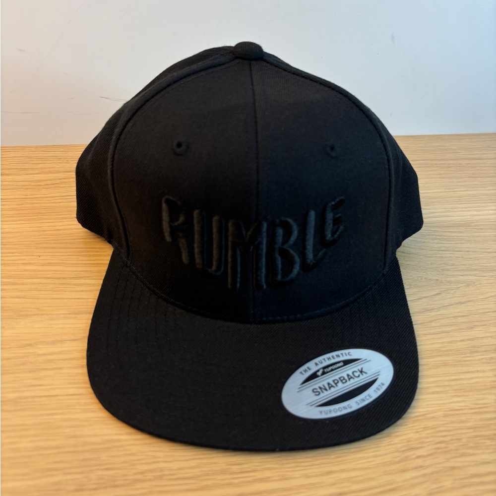 Yupoong Black 'Rumble' Embroidered Snapback Hat‎ NEW!